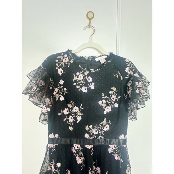 Rachel Parcell Black and Pink Floral Tiered Ruffle Dress Size S - Picture 6 of 10